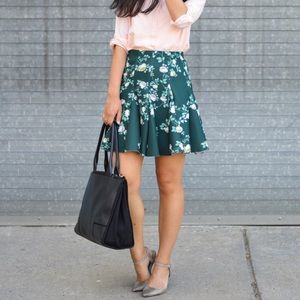 Pleated neoprene floral skirt by Lauren Conrad